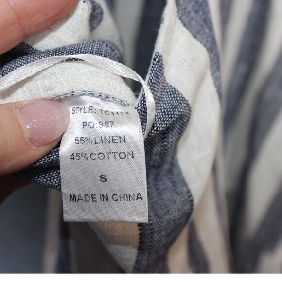 GeGio USA Womens Linen Blend Romper Size Small‎ Blue/White Stripe - Picture 7 of 7